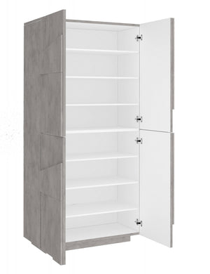 Scarpiera moderna, Made in Italy, a 4 ante battenti, Portascarpe da ingresso, Mobile multiuso, cm 81x38h167, Grigio Ardesia