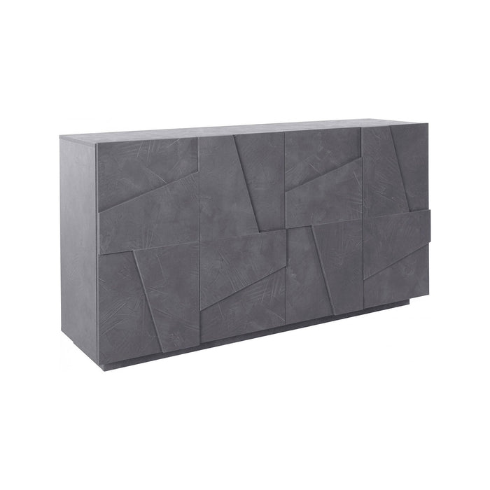 Credenza moderna a 4 ante, Made in Italy, Madia da cucina, Buffet di design da soggiorno, cm 162x44h86, Grigio Cenere