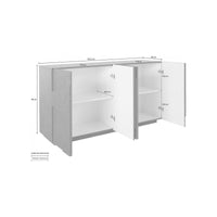 Credenza moderna a 4 ante, Made in Italy, Madia da cucina, Buffet di design da soggiorno, cm 162x44h86, Grigio Cenere