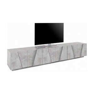 Mobile da soggiorno Porta TV, Made in Italy, Credenza per TV da salotto a 6 antine battenti con dettaglio, cm 244x44h46, Cemento scuro