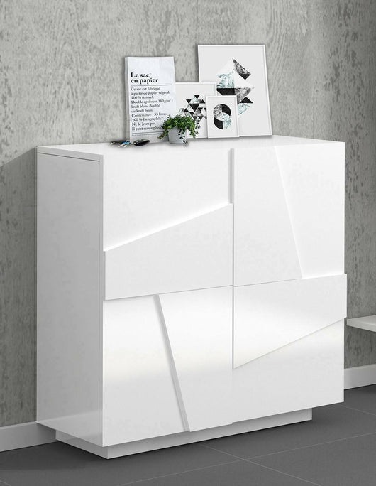 Scarpiera moderna, Made in Italy, a 2 ante, Portascarpe da ingresso, Mobile multiuso, cm 81x38h86, Bianco lucido con dettaglio