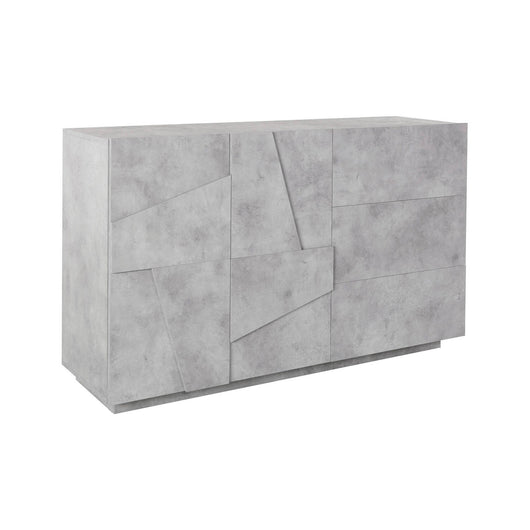 Credenza moderna a 2 ante e 3 cassetti, Made in Italy, Madia da cucina con dettaglio, Buffet di design da soggiorno, cm 143x44h86, Grigio Ardesia