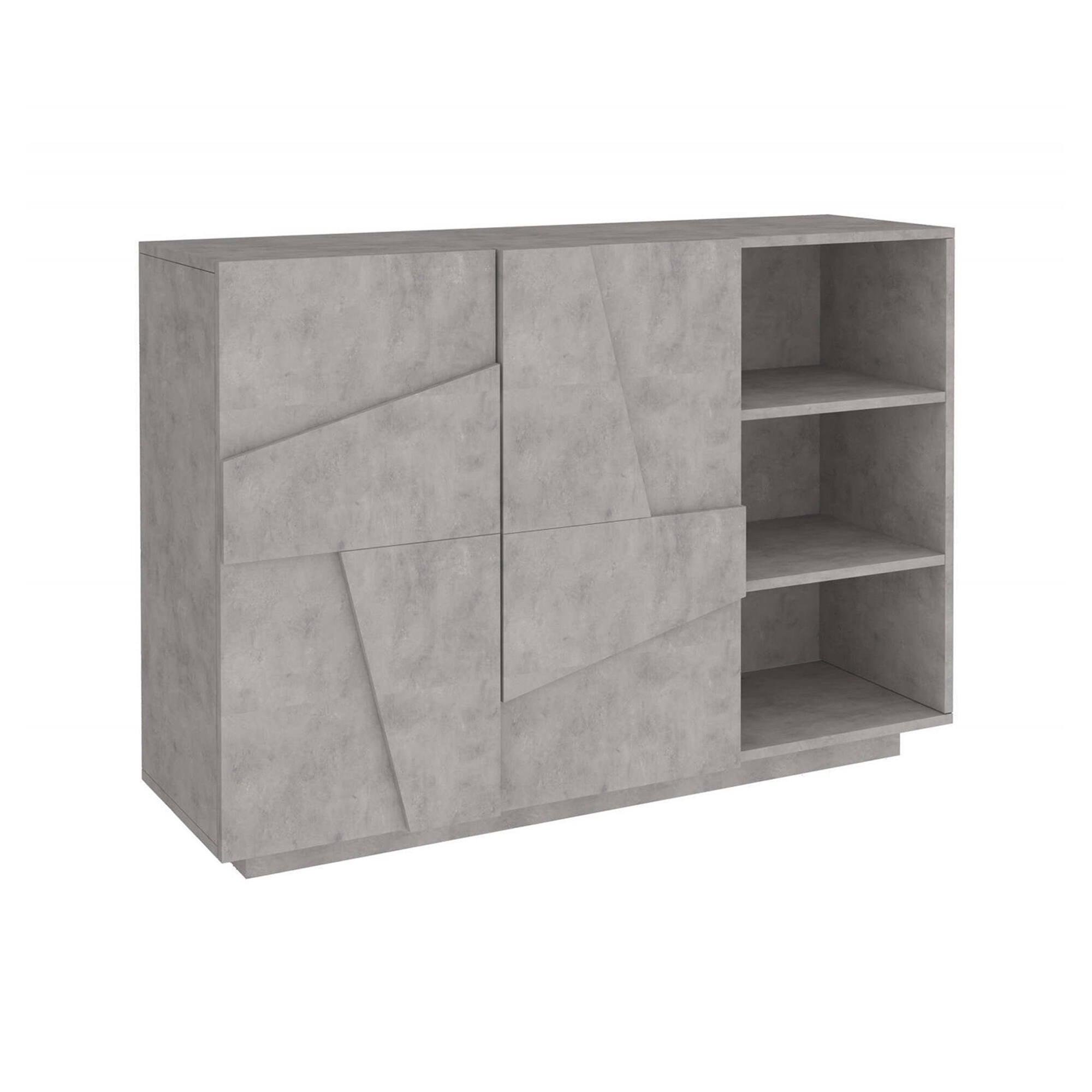 Mobile da ingresso a 2 ante e scaffali aperti, Made in Italy, Entratina moderna, Credenza per atrio, cm 121x38h86, Grigio Ardesia