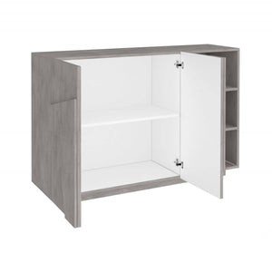 Mobile da ingresso a 2 ante e scaffali aperti, Made in Italy, Entratina moderna, Credenza per atrio, cm 121x38h86, Grigio Ardesia