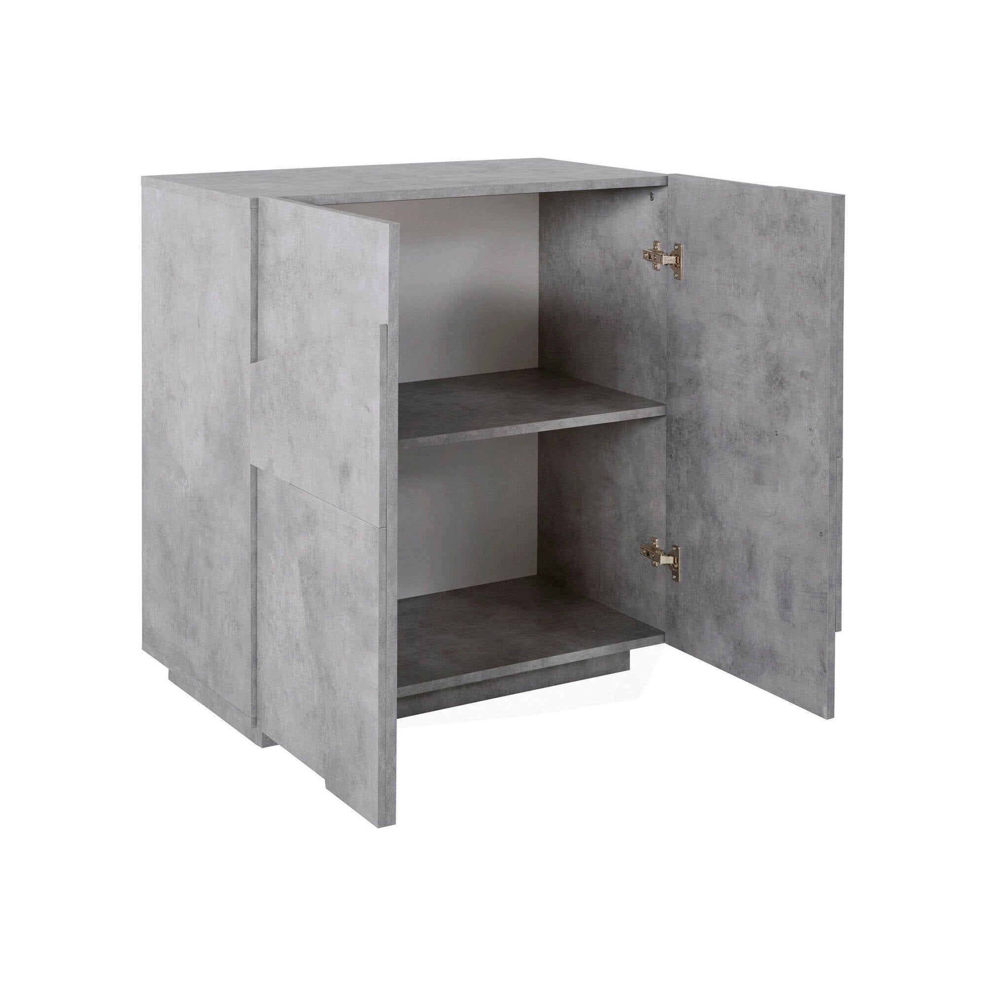 Credenza moderna a 2 ante, Made in Italy, Madia da cucina, Buffet di design da soggiorno, cm 81x44h86, Cemento