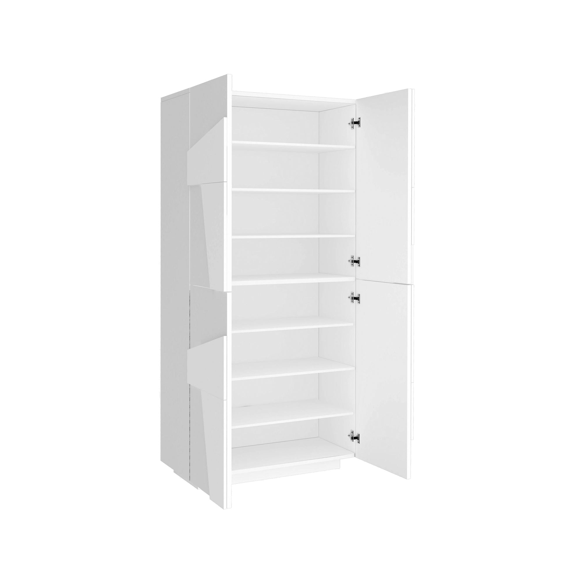 Scarpiera moderna, Made in Italy, a 4 ante battenti, Portascarpe da ingresso, Mobile multiuso, cm 81x38h167, Bianco lucido