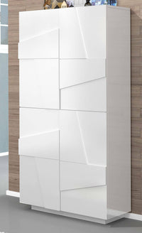 Scarpiera moderna, Made in Italy, a 4 ante battenti, Portascarpe da ingresso, Mobile multiuso, cm 81x38h167, Bianco lucido