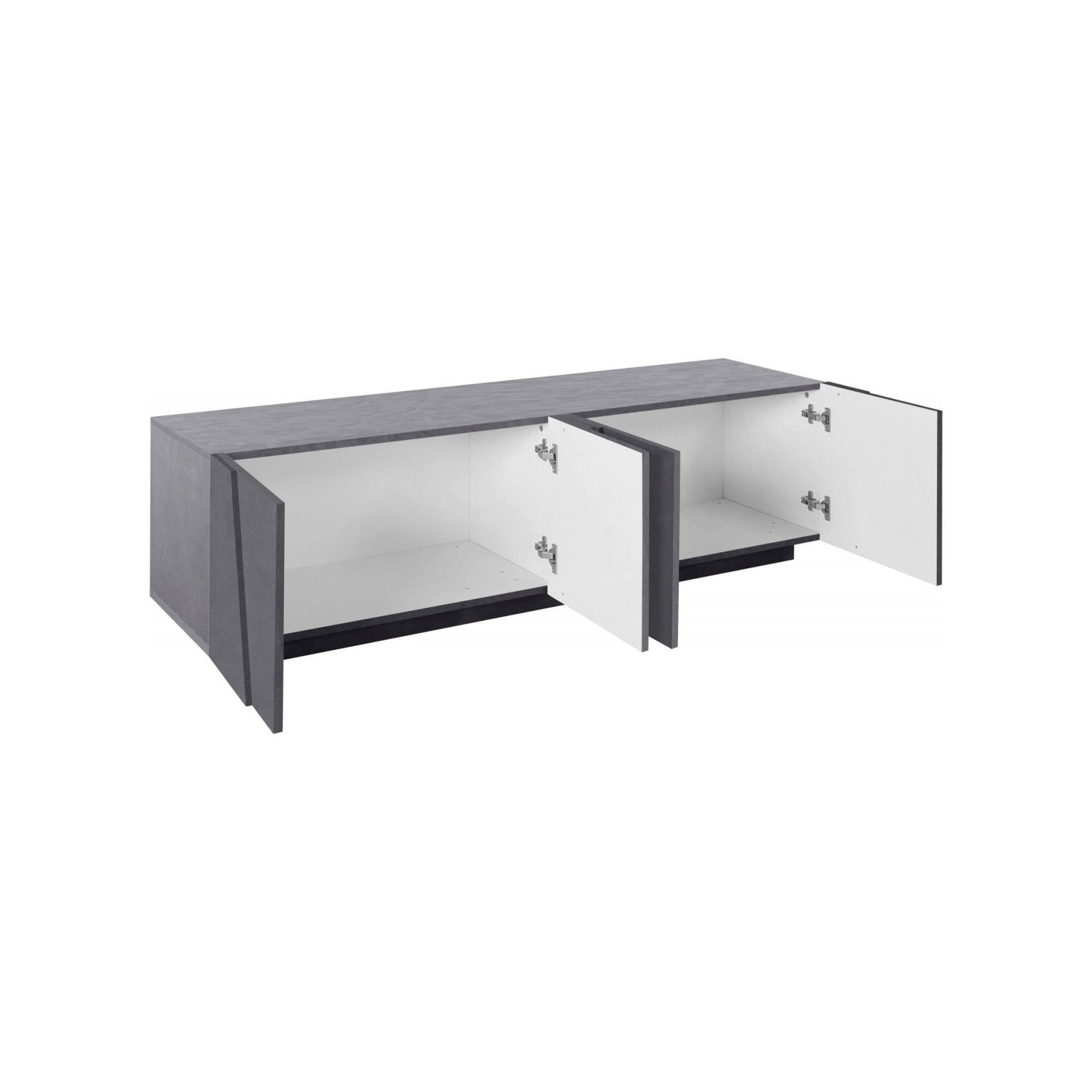 Mobile da soggiorno Porta TV, Made in Italy, Credenza per TV da salotto a 4 ante con dettaglio, cm 162x44h46, Grigio Ardesia