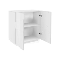 Credenza moderna a 2 ante, Made in Italy, Madia da cucina, Buffet di design da soggiorno, cm 81x44h86, Bianco lucido