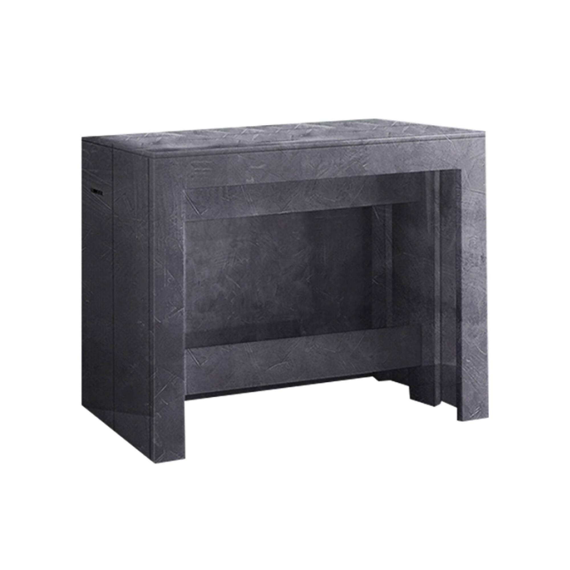 Tavolo da pranzo moderno, Made in Italy, Consolle allungabile fino a 12 posti, con portallunghe, cm 51/300x90h77, Grigio Ardesia