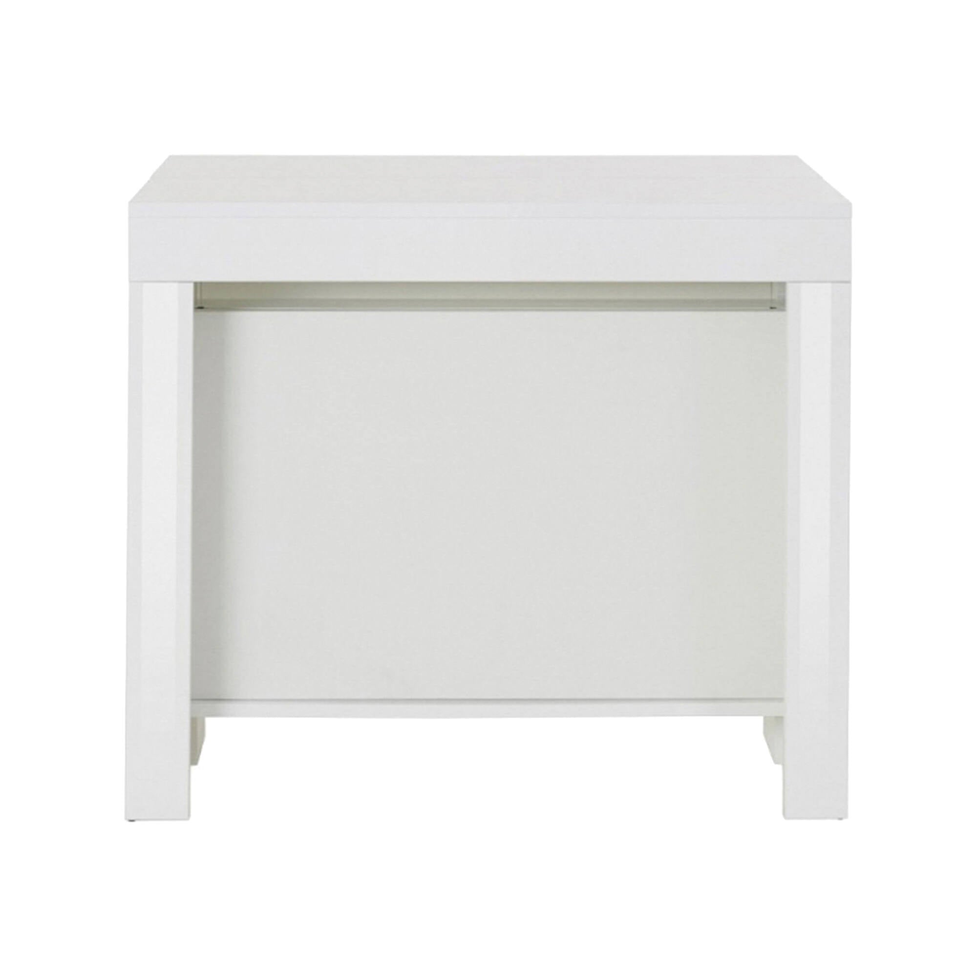 Tavolo da pranzo moderno, Made in Italy, Consolle allungabile fino a 12 posti, con portallunghe, cm 51/300x90h77 Bianco lucido