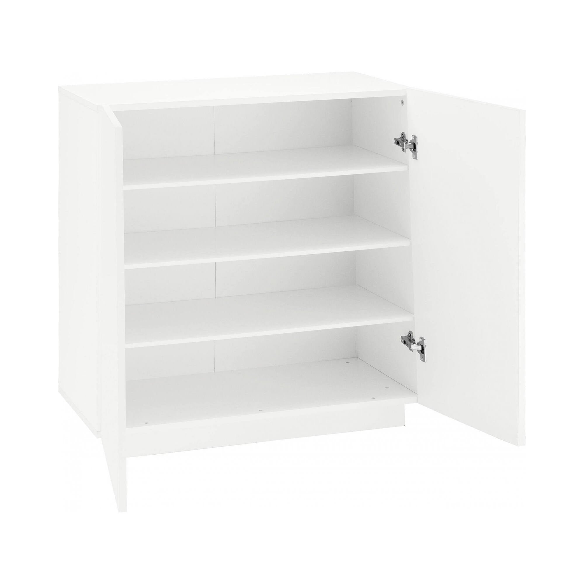 Scarpiera moderna, Made in Italy, a 2 ante, Portascarpe da ingresso, Mobile multiuso, cm 80x38h86, Bianco lucido