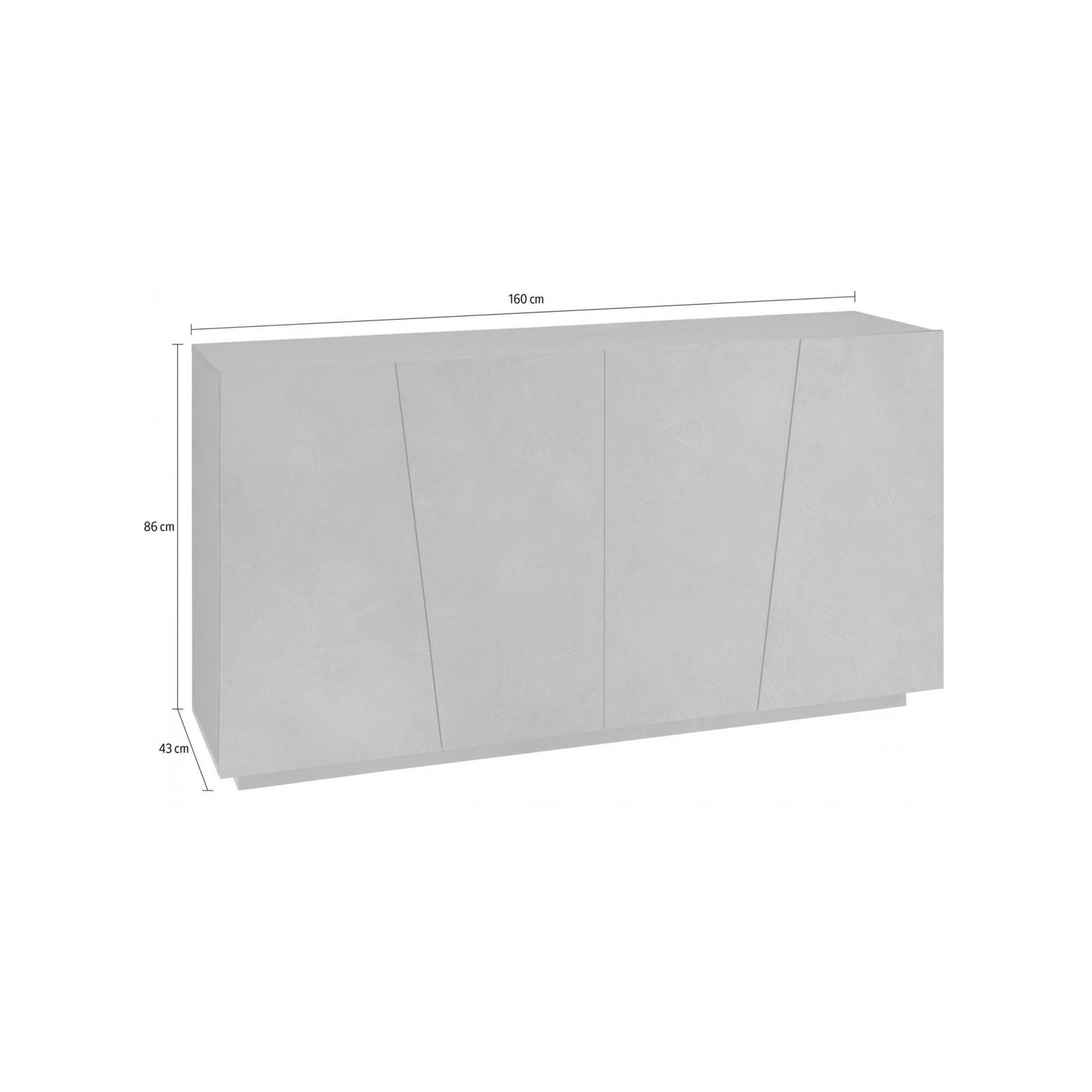 Credenza moderna a 4 ante, Made in Italy, Madia da cucina, Buffet di design da soggiorno, cm 159x43h86, Bianco lucido