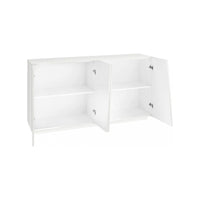 Credenza moderna a 4 ante, Made in Italy, Madia da cucina, Buffet di design da soggiorno, cm 159x43h86, Bianco lucido