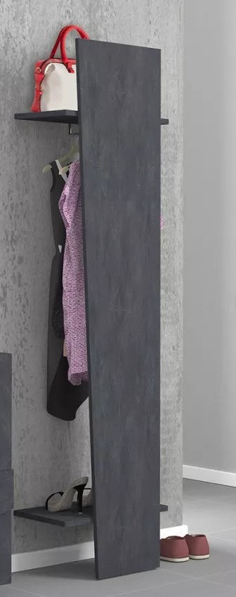 Appendiabiti verticale, Made in Italy, tubo per vestiti e 2 ripiani, Mobile ingresso, Entratina moderna, cm 50x30h200, Grigio Ardesia