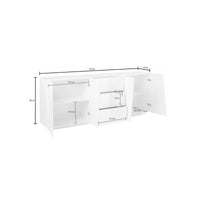 Credenza moderna a 4 ante e 3 cassetti, Made in Italy, Madia da cucina, Buffet di design da soggiorno, cm 220x43h86, Grigio Cenere