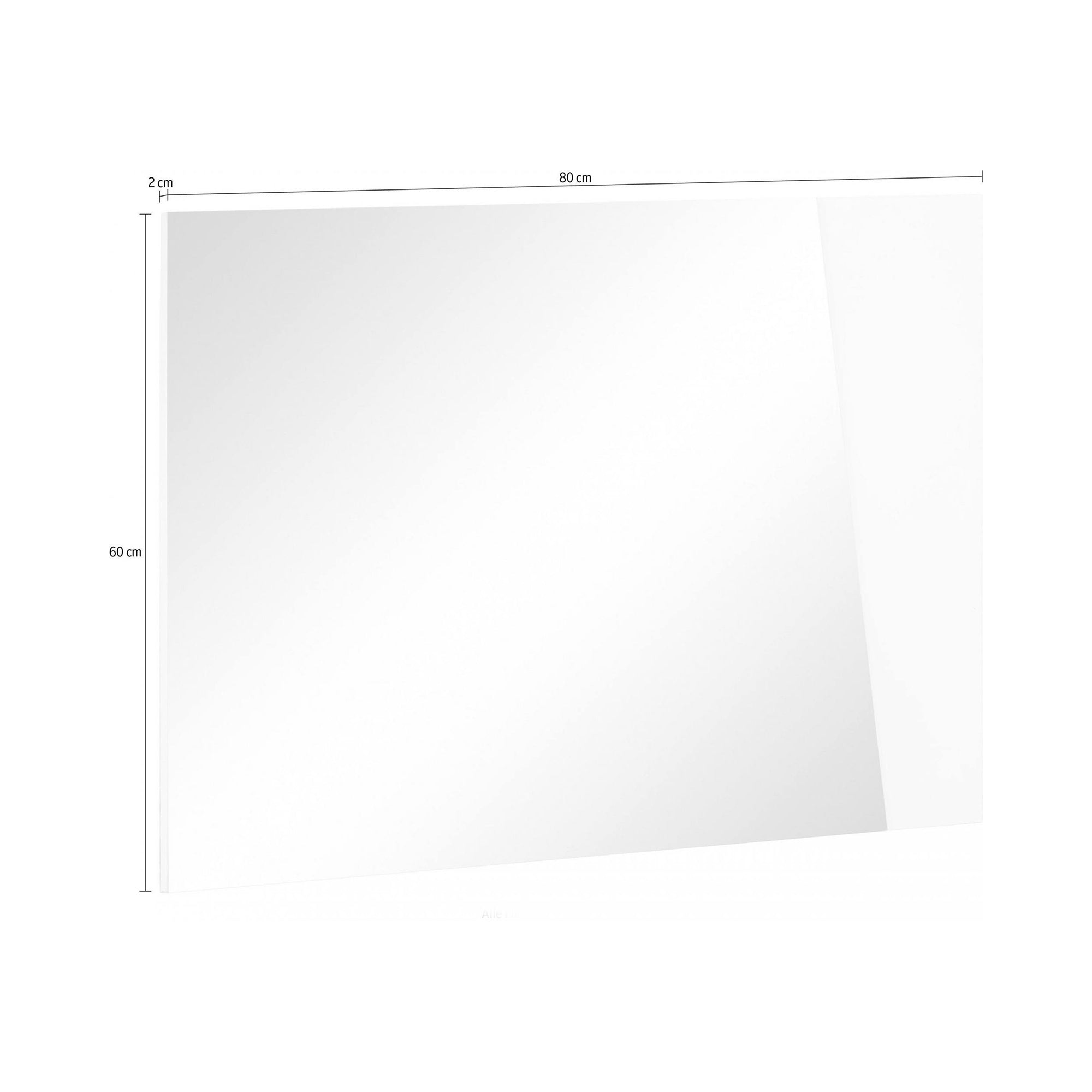 Specchiera da parete lineare, Made in Italy, Specchio da bagno, cm 80x2h60, Bianco lucido