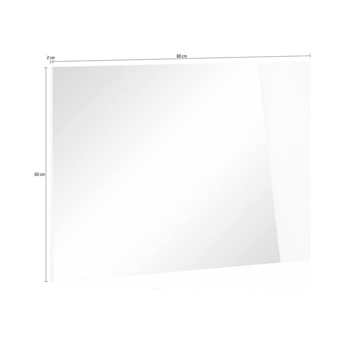 Specchiera da parete lineare, Made in Italy, Specchio da bagno, cm 80x2h60, Bianco lucido