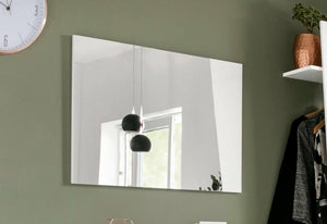 Specchiera da parete lineare, Made in Italy, Specchio da bagno, cm 80x2h60, Bianco lucido