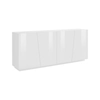 Credenza moderna a 4 ante, Made in Italy, Madia da cucina, Buffet di design da soggiorno, cm 200x43h86, Bianco lucido