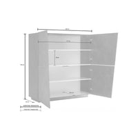 Credenza moderna di design a 4 ante battenti, Made in Italy, Buffet da cucina, Madia con scaffali da cucina, cm 120x43h126, Bianco lucido