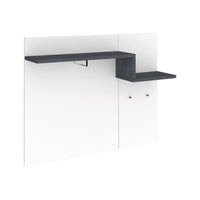 Mobile appendiabiti da ingresso, Made in Italy, con ganci e tubo per appendini, Entratina moderna, cm 120x30h100, Bianco lucido e Grigio Ardesia