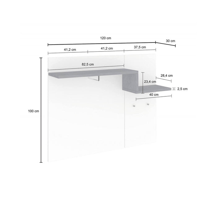 Mobile appendiabiti da ingresso, Made in Italy, con ganci e tubo per appendini, Entratina moderna, cm 120x30h100, Bianco lucido e Grigio Ardesia