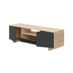 Mobile porta TV Visalia, Credenza per televisione da soggiorno, Supporto TV a 3 ante, Credenza bassa da salotto, cm 150x41h46, Rovere