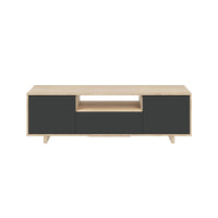 Mobile porta TV Visalia, Credenza per televisione da soggiorno, Supporto TV a 3 ante, Credenza bassa da salotto, cm 150x41h46, Rovere