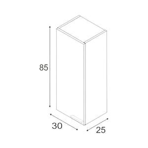 Colonna Bagno Torrance, Mobile a colonna per bagno a 1 anta, Armadio pensile sospeso con 1 ripiano, cm 30x25h85, Rovere