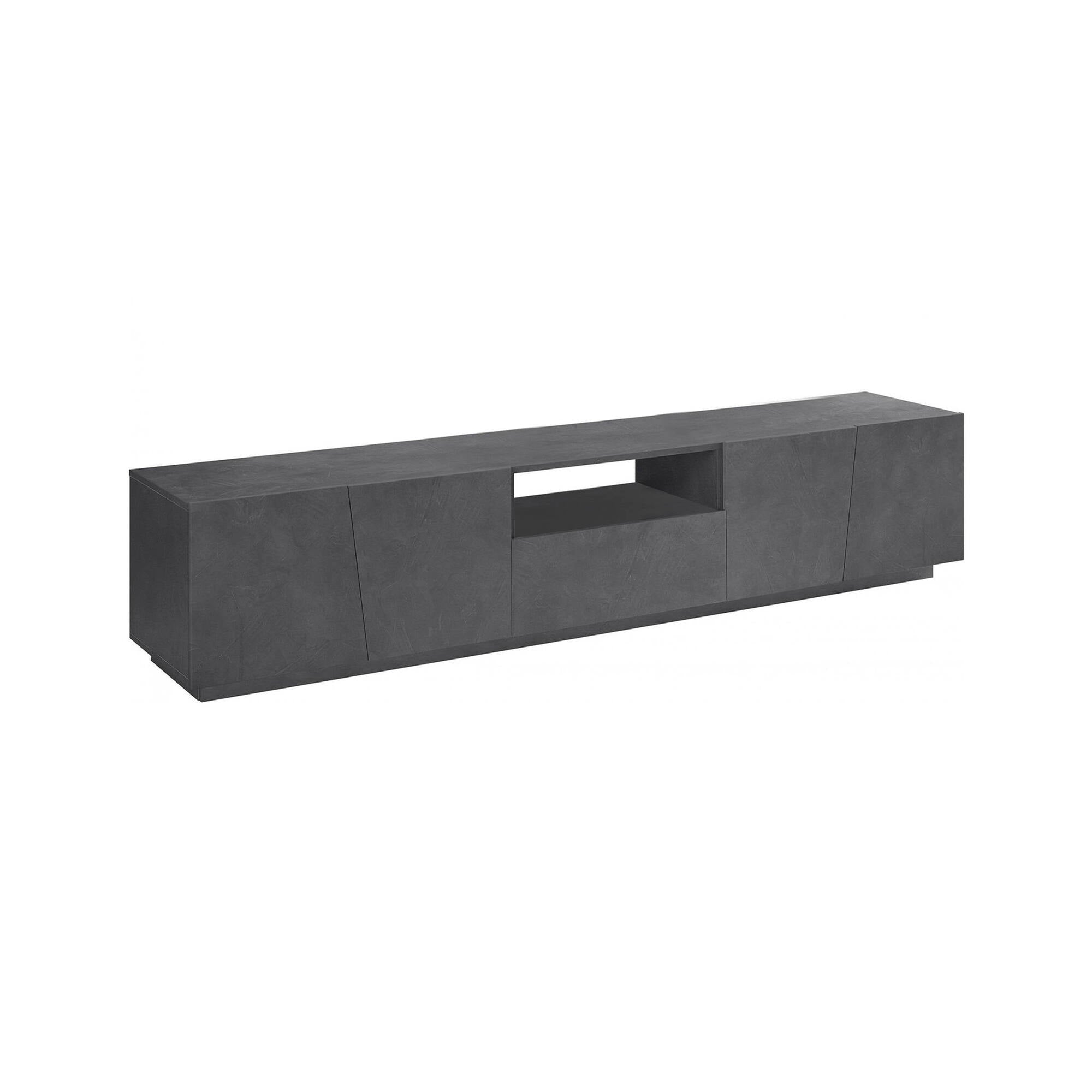 Mobile da soggiorno Porta TV, Made in Italy, Credenza per TV da salotto a 4 ante e 1 cassetto, cm 220x43h46, Grigio Ardesia