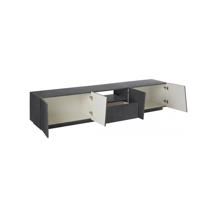 Mobile da soggiorno Porta TV, Made in Italy, Credenza per TV da salotto a 4 ante e 1 cassetto, cm 220x43h46, Grigio Ardesia