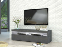 Mobile da soggiorno Porta TV, Made in Italy, Supporto per TV a 1 anta, Credenza da salotto, cm 130x45h36, Grigio Cenere, con luce LED bianca