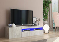 Mobile da soggiorno Porta TV, Made in Italy, Credenza per TV a 2 ante, Porta TV da salotto, cm 150x40h37, Cemento, con luce LED blu