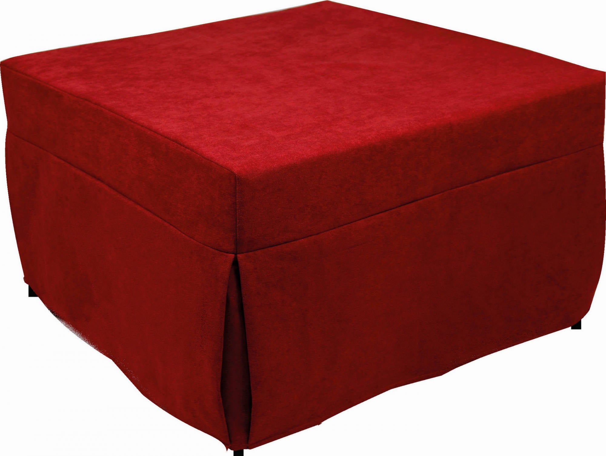 Puof trasformabile in letto singolo, Made in Italy, Letto pieghevole, Pouf in tessuto sfoderabile salvaspazio da soggiorno, cm 78x78/195h45, Rosso