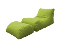 Chaise Longue moderna da soggiorno, Made in Italy, Poltrona con poggiapiedi in Nylon, Pouf imbottito per camera da letto, cm 120x80h60, colore Verde