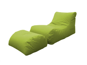 Chaise Longue moderna da soggiorno, Made in Italy, Poltrona con poggiapiedi in Nylon, Pouf imbottito per camera da letto, cm 120x80h60, colore Verde