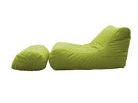 Chaise Longue moderna da soggiorno, Made in Italy, Poltrona con poggiapiedi in Nylon, Pouf imbottito per camera da letto, cm 120x80h60, colore Verde