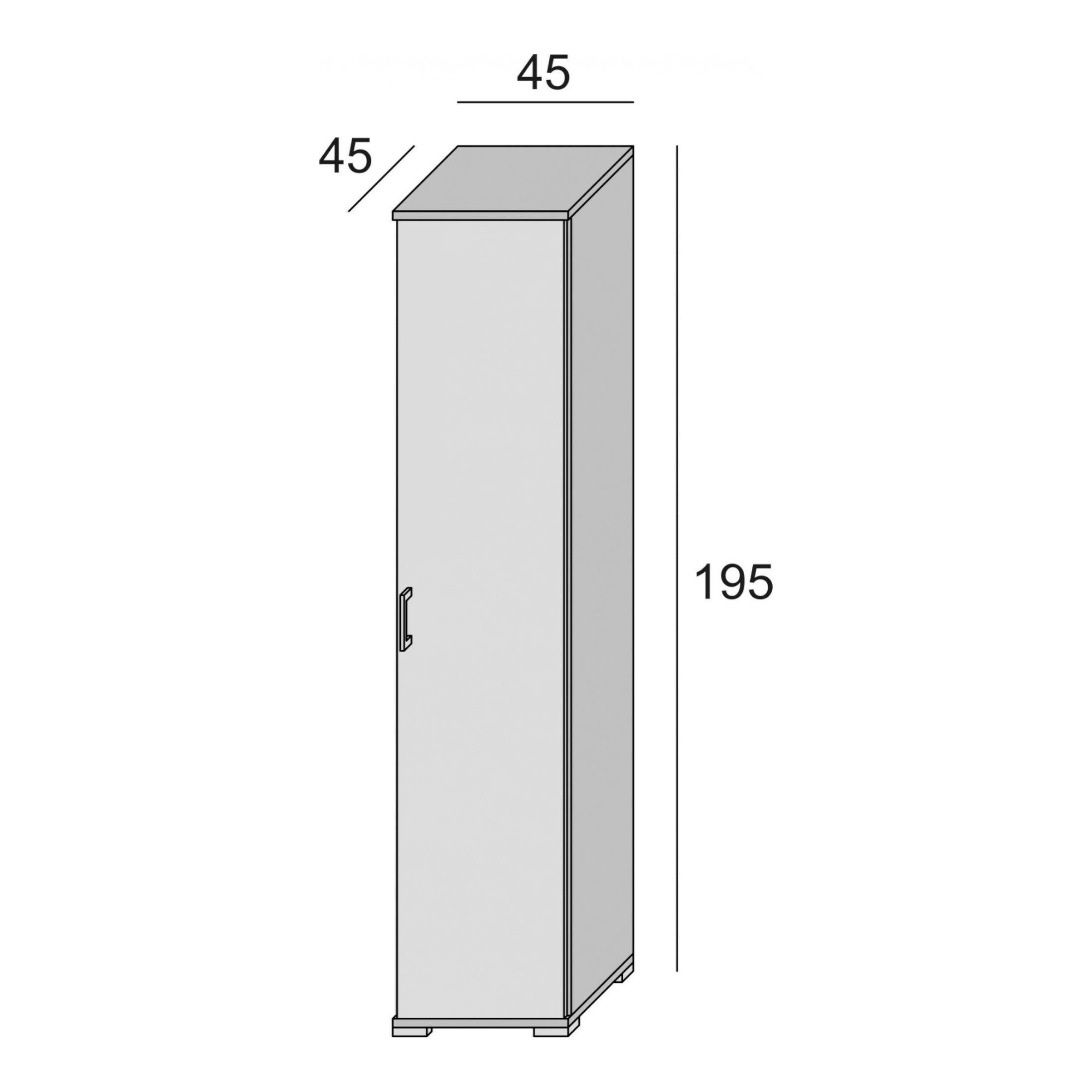 Armadio multiuso Aquilegia, Mobile lineare a 1 Anta battenti e 4 ripiani regolabili, Mobile a colonna per bagno, Made in Italy, Cm 45x45h195, Bianco