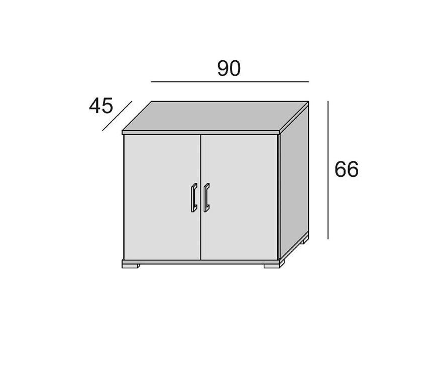 Armadio multiuso Bucaneve, Mobile lineare a 2 Ante battenti con ripiano, Mobile da ingresso, Scarpiera moderna, Made in Italy, Cm 90x45h66, Rovere e Bianco