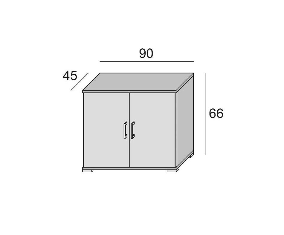 Armadio multiuso Bucaneve, Mobile lineare a 2 Ante battenti con ripiano, Mobile da ingresso, Scarpiera moderna, Made in Italy, Cm 90x45h66, Cemento e Bianco