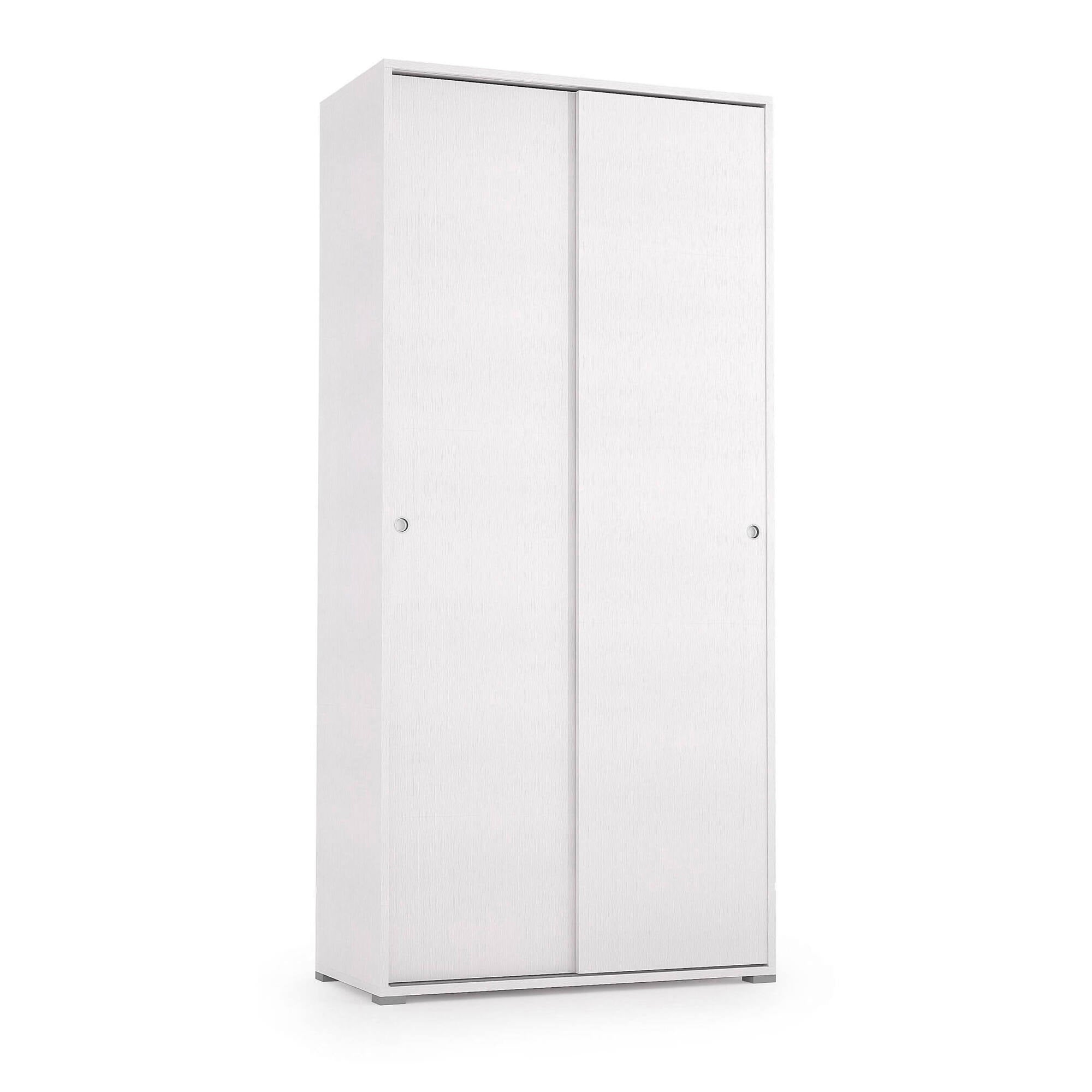 Guardaroba Dalia, Armadio a 2 ante scorrevoli e 4 ripiani, Mobile moderno multiuso per camera da letto, Made in Italy, Cm 90x45h195, Bianco