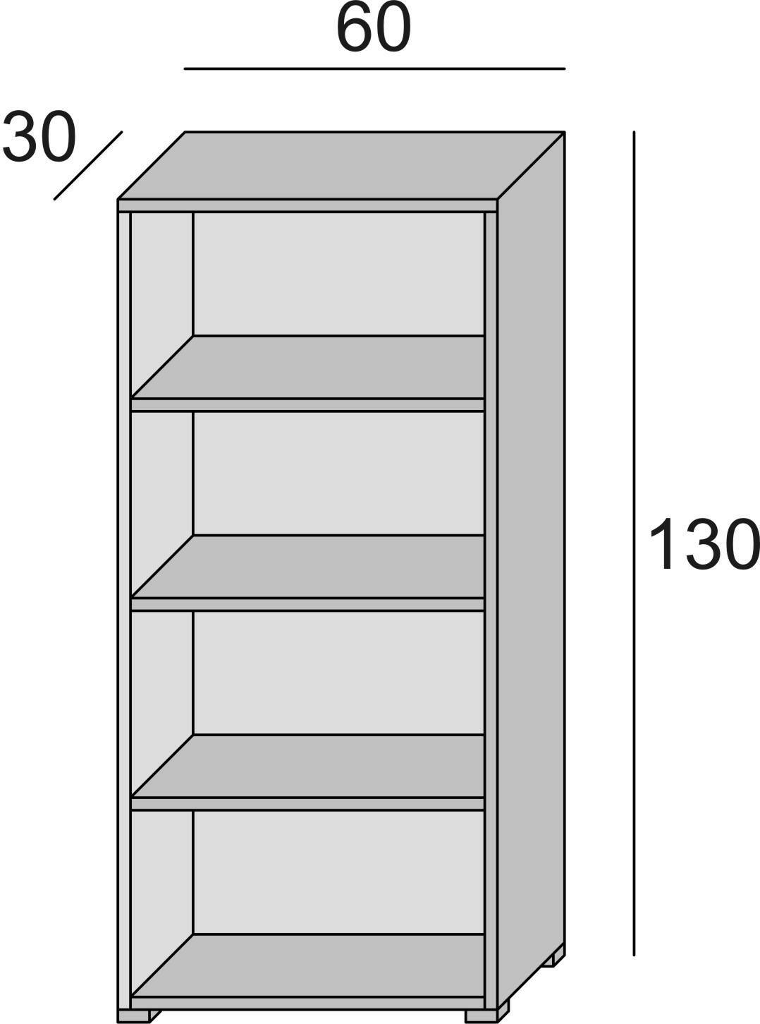 Libreria Giacinto, Biblioteca a 3 ripiani regolabili, Scaffale per libri, Mobile da parete con ripiani, Made in Italy, Cm 60x30h130, Bianco