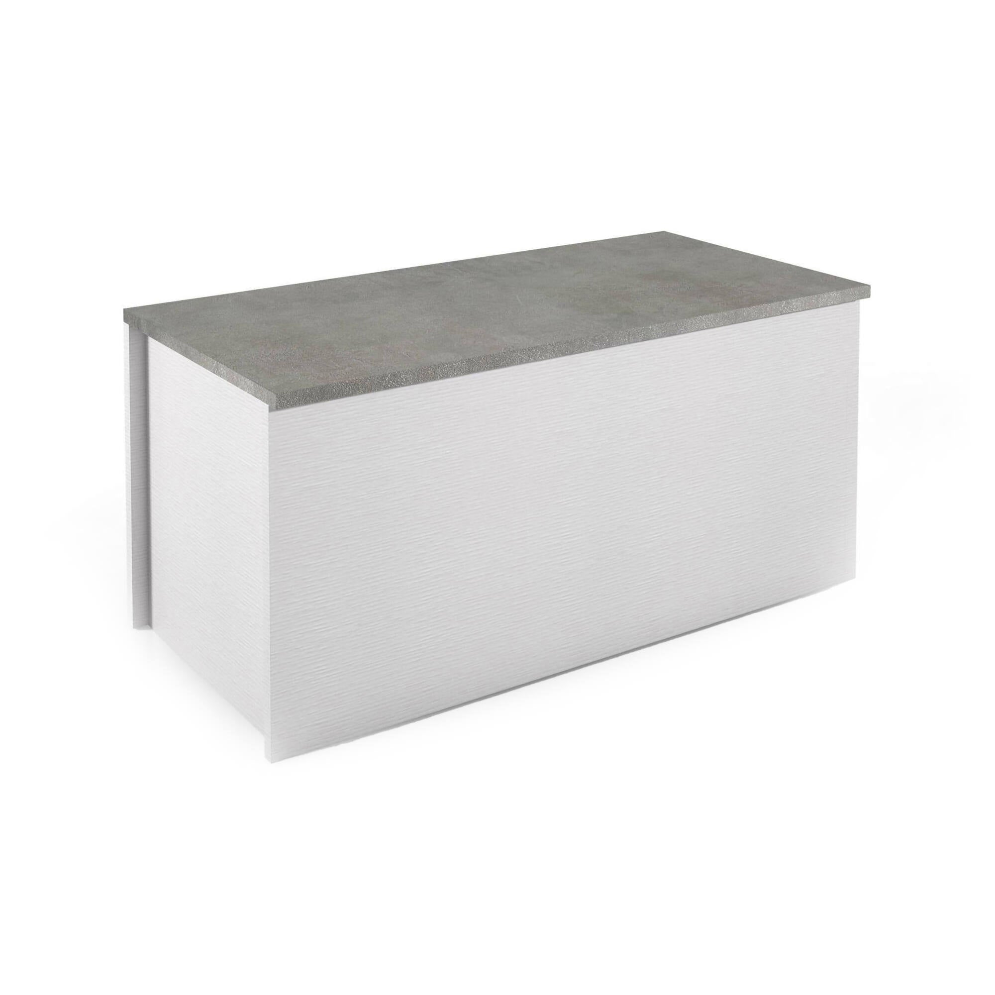 Baule Miltonia, Capiente box contenitore multiuso, Cassapanca moderna, Made in Italy, Cm 90x45h45, Bianco e Cemento
