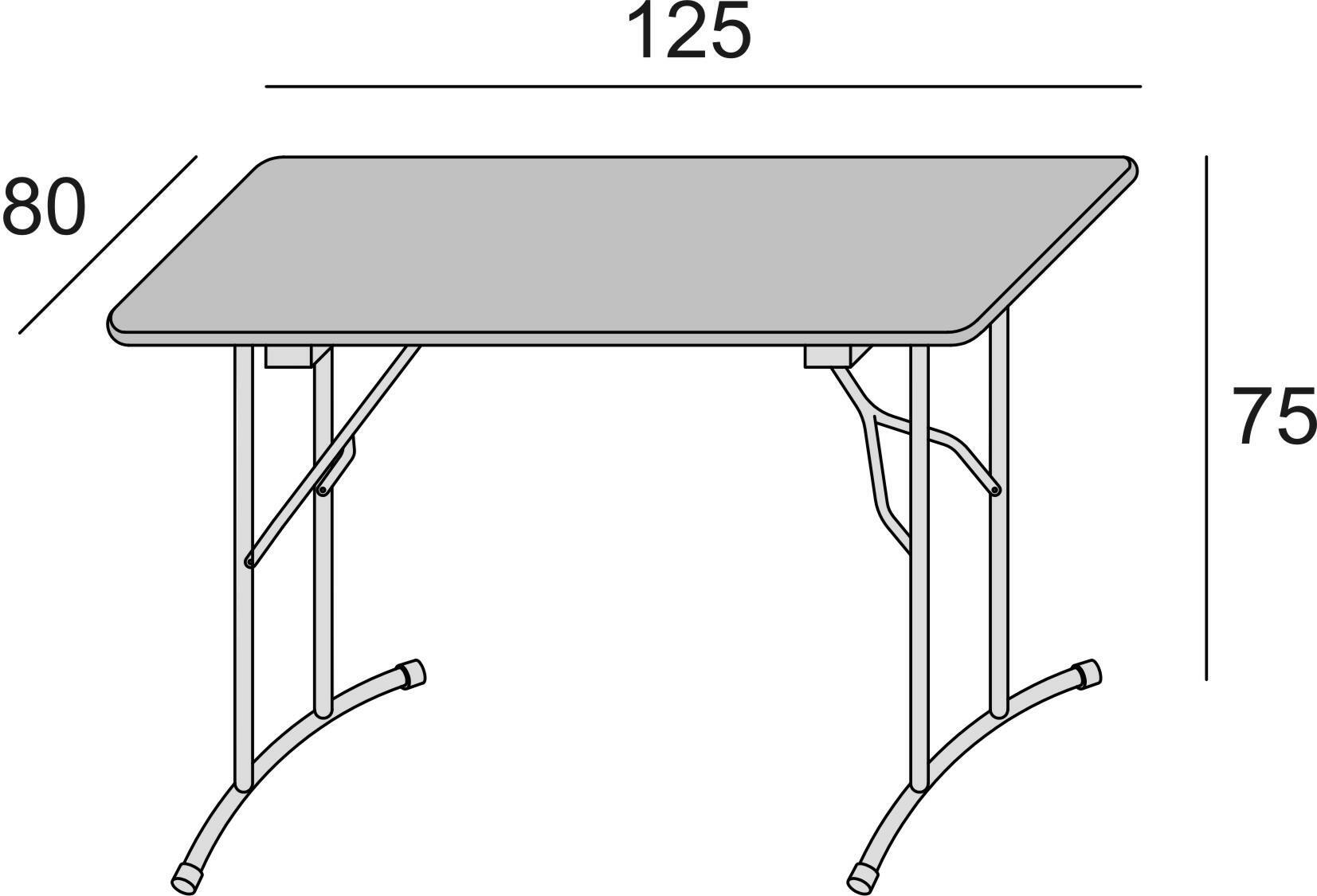 Tavolo pieghevole Arnica, Tavolo da campeggio con gambe pieghevoli in metallo, Tavolo da pranzo moderno multiuso, Made in Italy, Cm 125x75h80, Rovere e Grigio