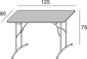 Tavolo pieghevole Arnica, Tavolo da campeggio con gambe pieghevoli in metallo, Tavolo da pranzo moderno multiuso, Made in Italy, Cm 125x75h80, Rovere e Grigio