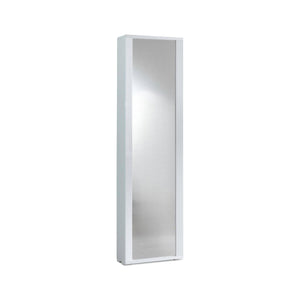 Scarpiera Datura, Mobile multiuso da ingresso con anta a specchio , Armadio moderno portascarpe a 7 ripiani, Made in Italy, Cm 50x32hx182, Bianco