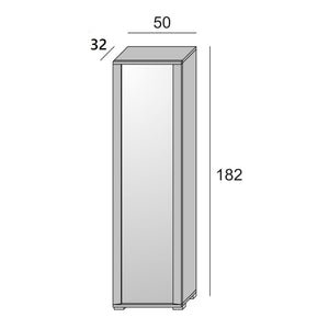 Scarpiera Datura, Mobile multiuso da ingresso con anta a specchio , Armadio moderno portascarpe a 7 ripiani, Made in Italy, Cm 50x32hx182, Bianco