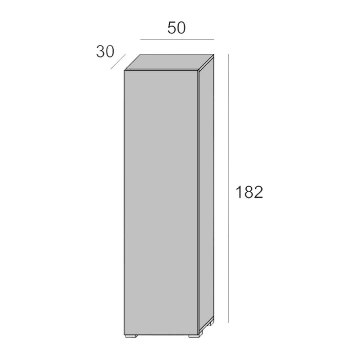 Armadio multiuso Fiordaliso, Mobile lineare a 1 Anta e 7 ripiani, Colonna da ingresso o bagno, Scarpiera moderna, Made in Italy, Cm 50x30h182, Olmo