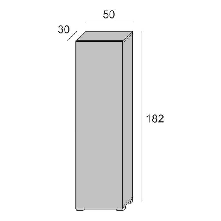 Armadio multiuso Fiordaliso, Mobile lineare a 1 Anta e 7 ripiani, Colonna da ingresso o bagno, Scarpiera moderna, Made in Italy, Cm 50x30h182, Olmo e fantasia